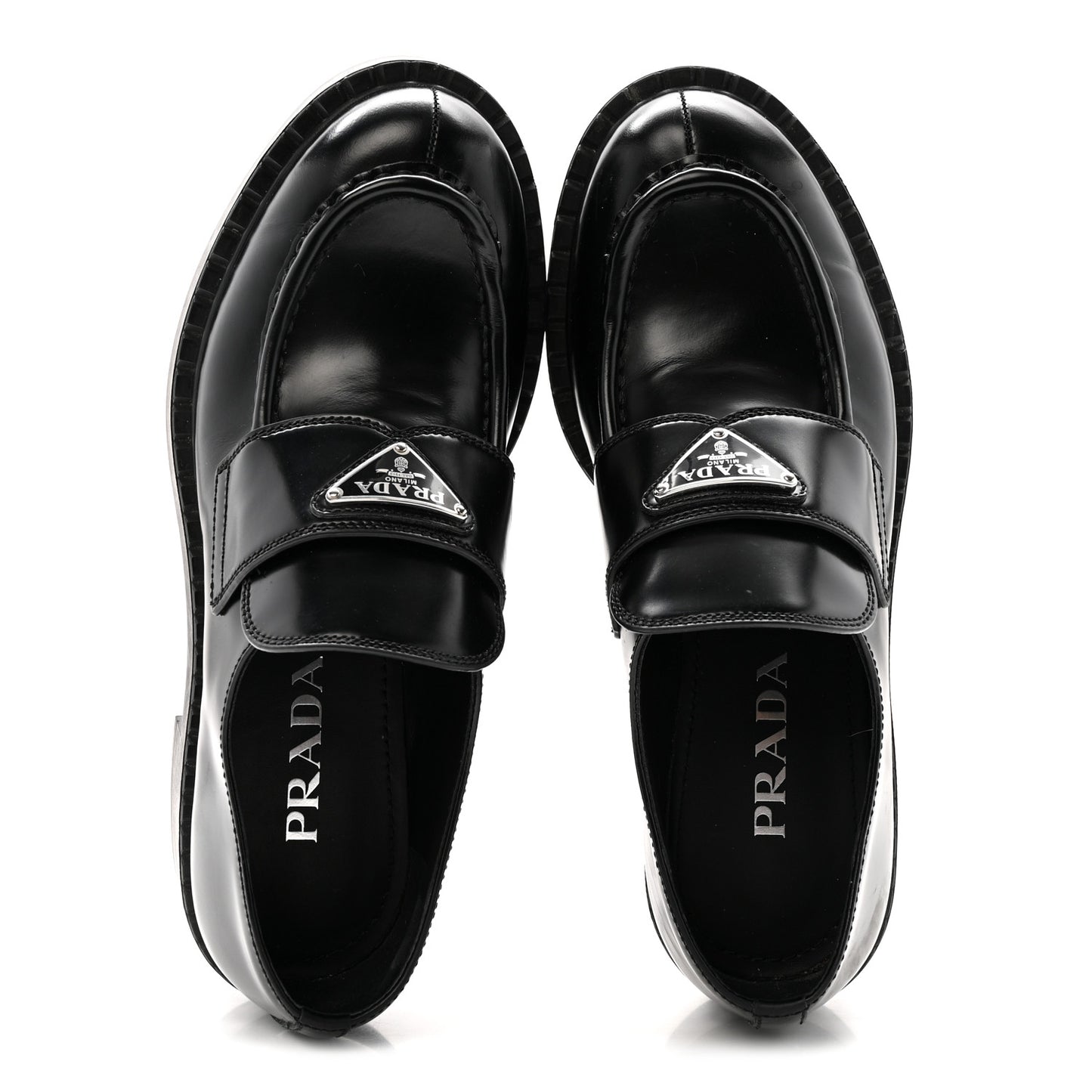 Spazzolato Metal Triangle Logo 50mm Loafers 37.5 Black