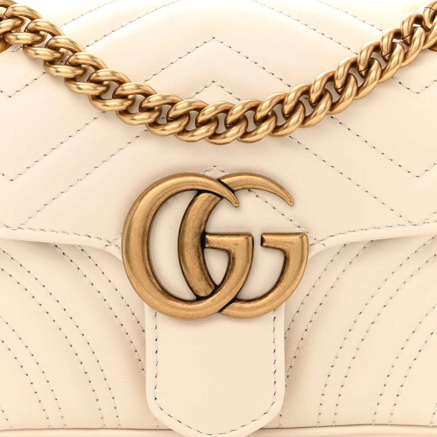 Calfskin Matelasse Mini GG Marmont Shoulder Bag White