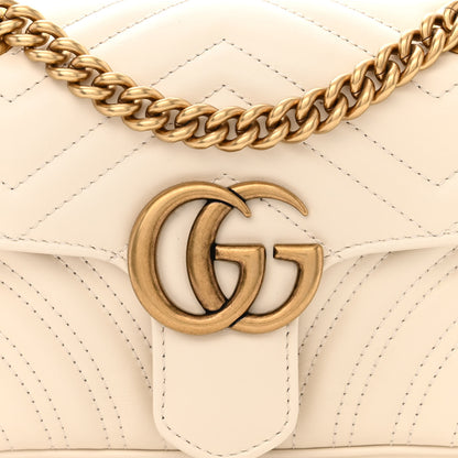 Gucci Calfskin Matelasse Mini GG Marmont Shoulder Bag White 8 of 10