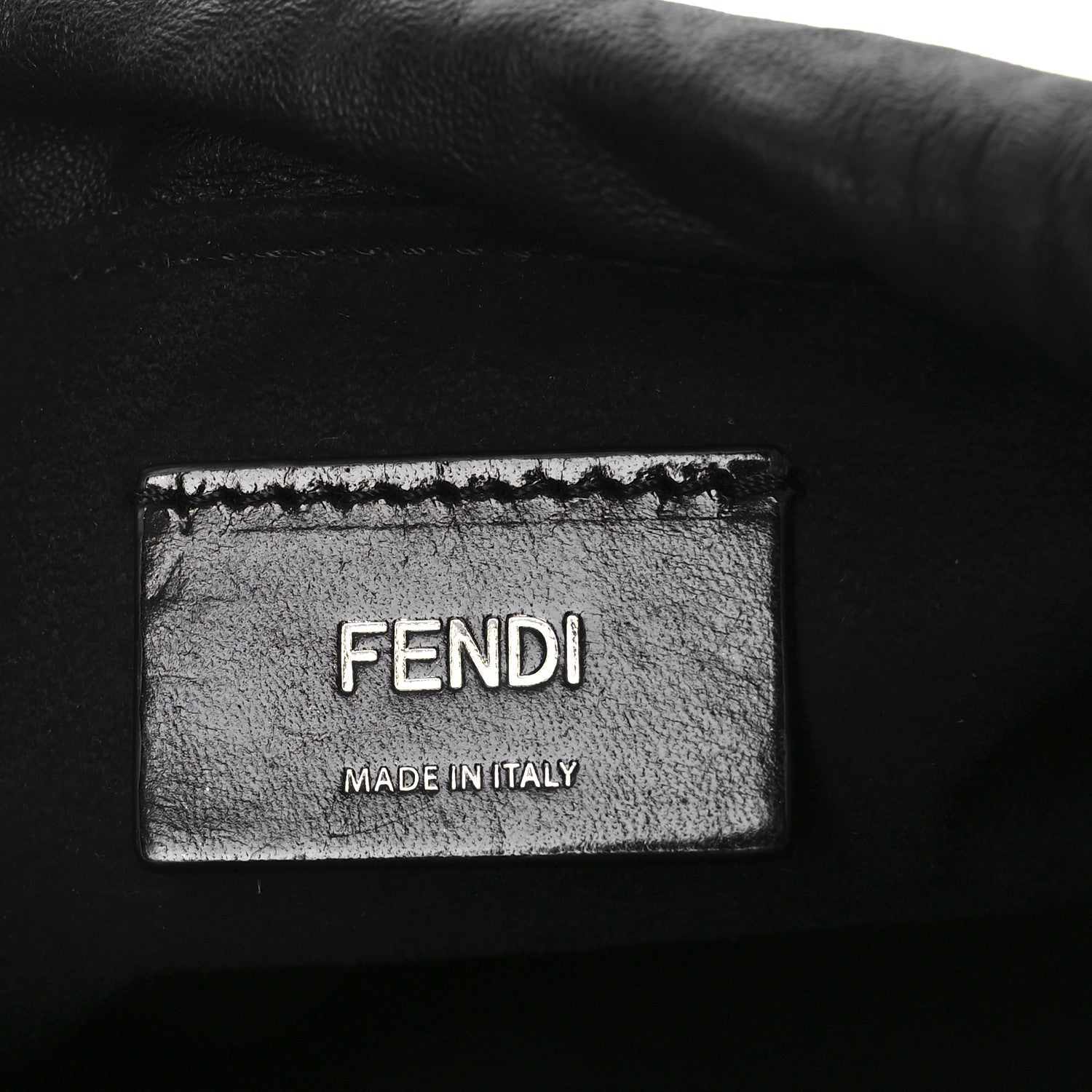 Fendi Soft Nappa Logo Small Drawstring Pouch Bag Black Sunflower 11 of 19