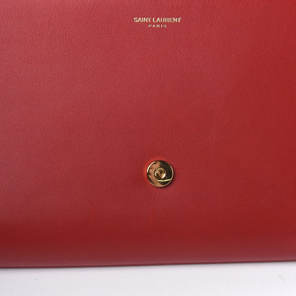 Saint Laurent Calfskin Classic Y Ligne Clutch Red 10 of 10