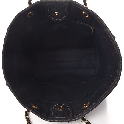 Chanel Lurex Canvas Small Deauville Tote Navy Blue Gold 5 of 11