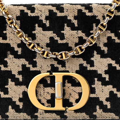 Christian Dior Technical Canvas Macro Houndstooth Medium Caro Bag Black White 7 of 18