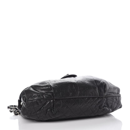 Chanel Crumpled Caviar Quilted Maxi Elastic Flap Black 4 of 8