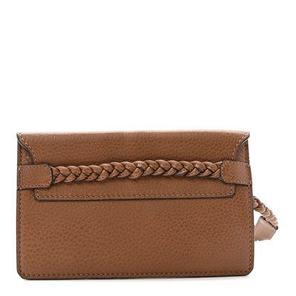Valentino Garavani Pebbled Calfskin T.B.C. Braided Strap Clutch Brown 1 of 9