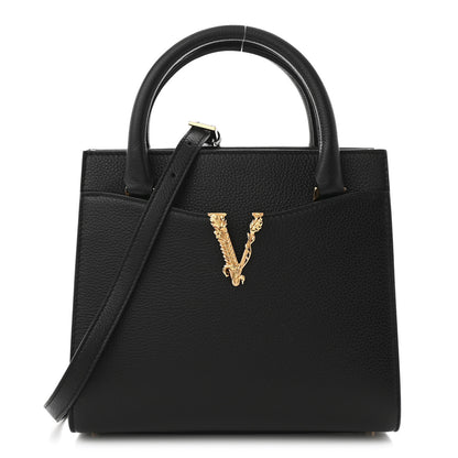 Versace Grainy Calfskin Virtus Top Handle Tote Black 1 of 9