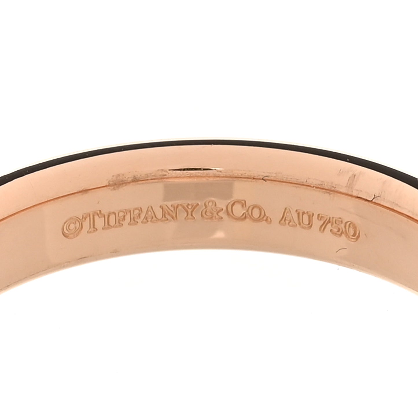 18K Rose Gold Diamond Logo Band Ring 59 8.75