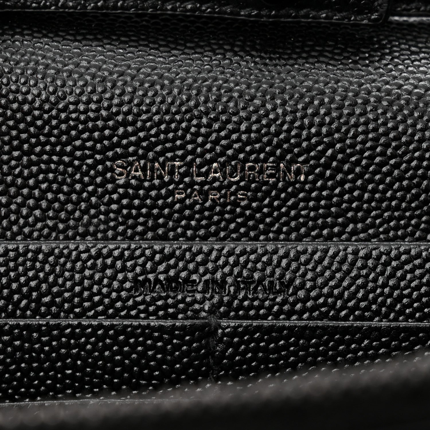 Saint Laurent Grain De Poudre Matelasse Chevron Monogram Monochrome Chain Wallet Black 7 of 13