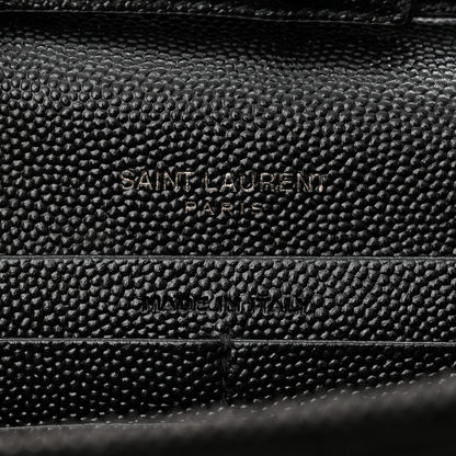 Saint Laurent Grain De Poudre Matelasse Chevron Monogram Monochrome Chain Wallet Black 7 of 13