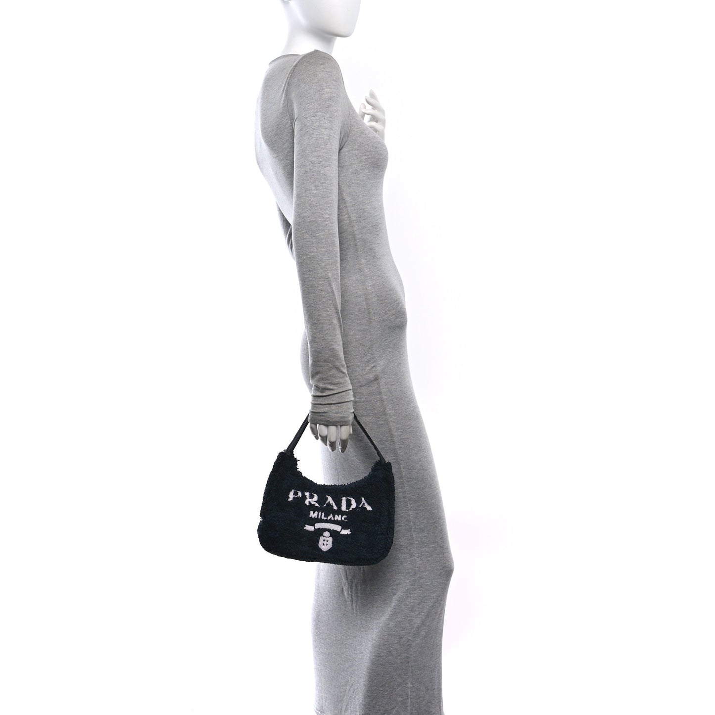 Terry Cloth Mini Re-Edition 2000 Bag Black White Black White