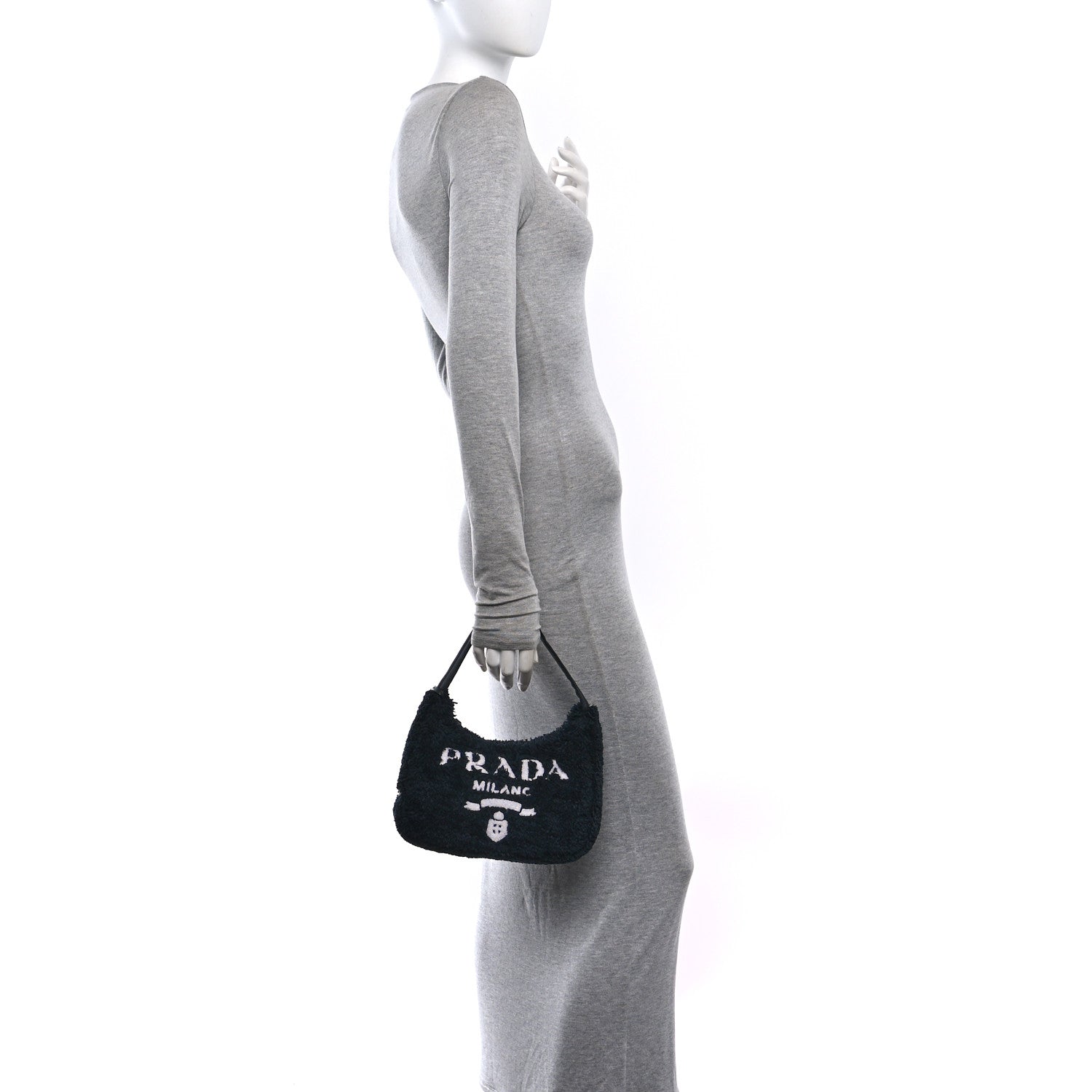 Prada Terry Cloth Mini Re-Edition 2000 Bag Black White Black White 2 of 9