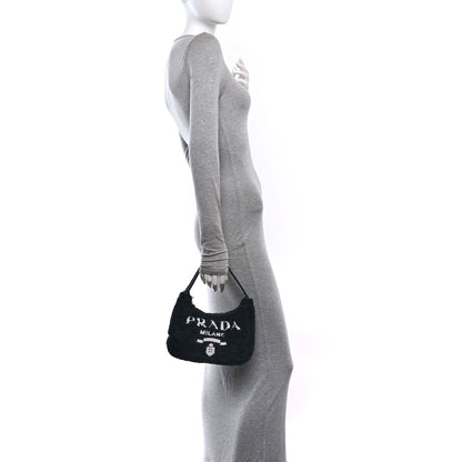 Prada Terry Cloth Mini Re-Edition 2000 Bag Black White Black White 2 of 9