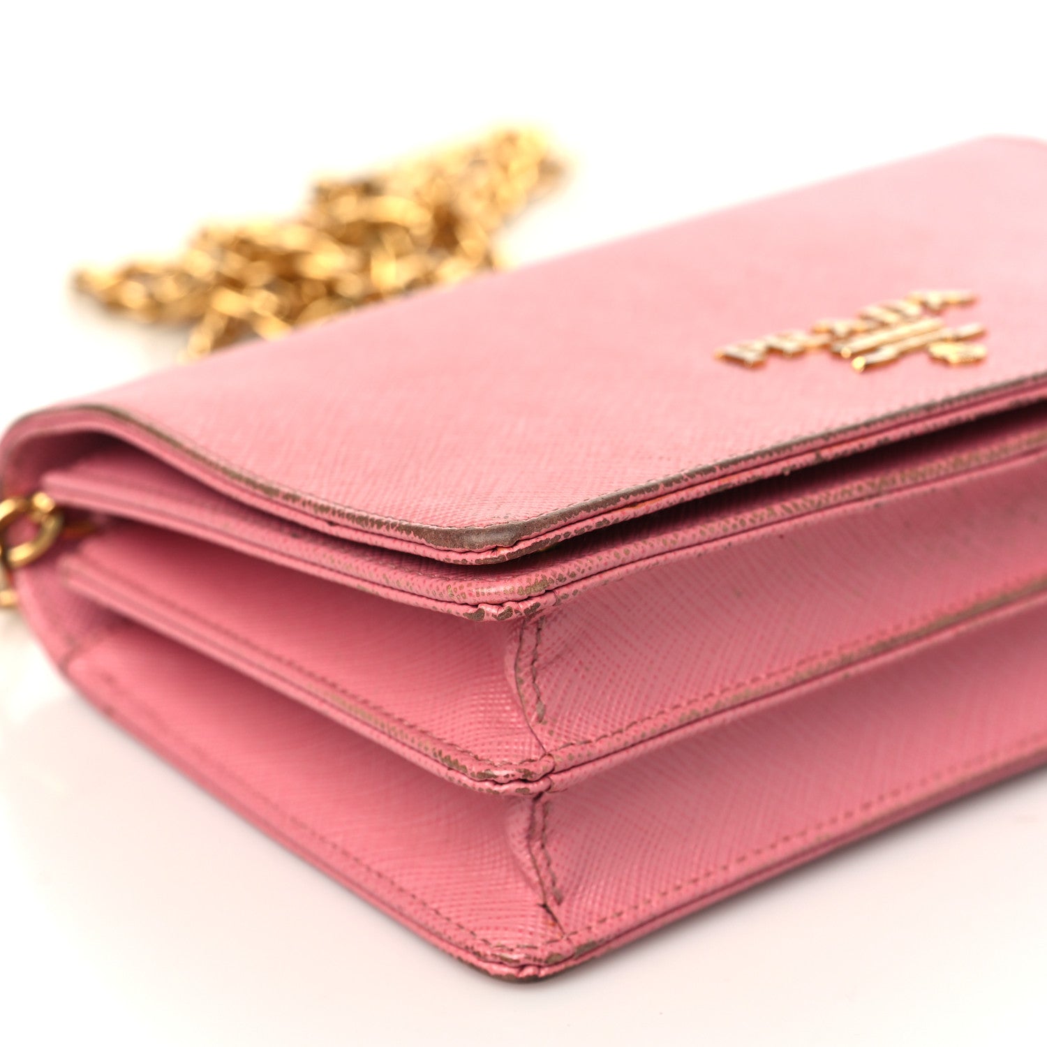 Prada Saffiano Lux Chain Wallet Petalo 7 of 14