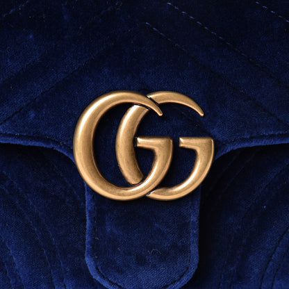 Gucci Velvet Matelasse Mini GG Marmont Shoulder Bag Cobalt Blue 8 of 12