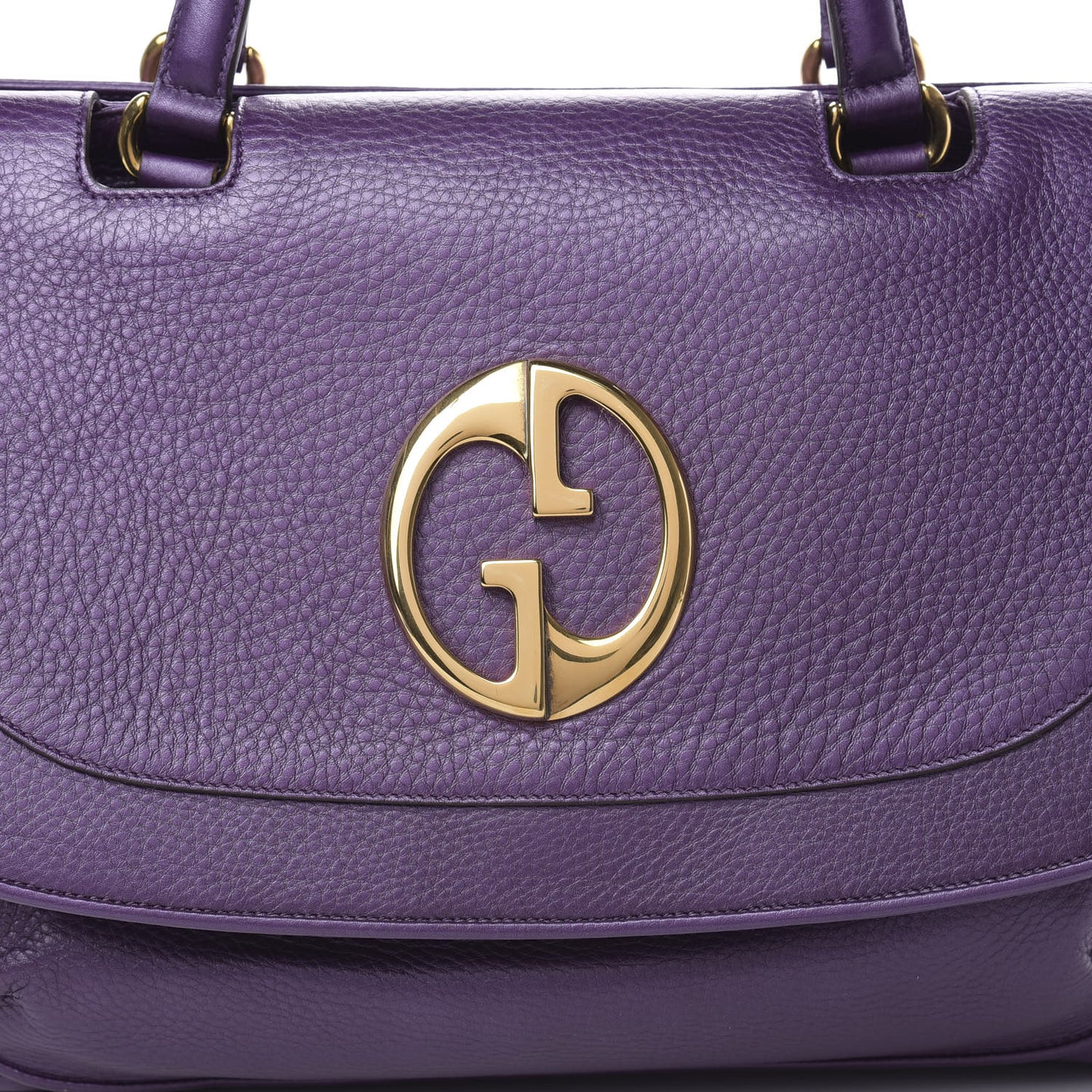 Metallic Pebbled Calfskin Medium 1973 Top Handle Satchel Purple