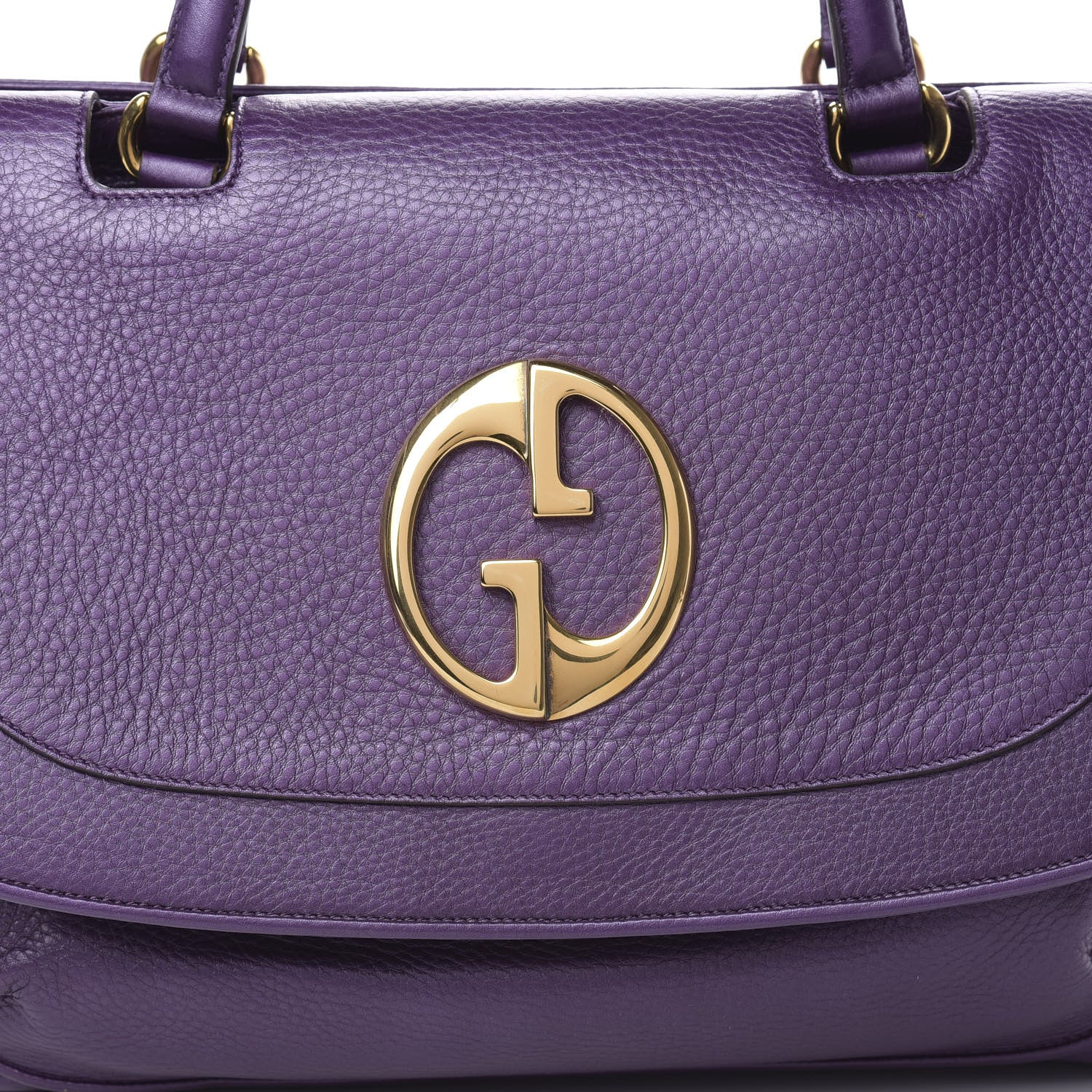 Gucci Metallic Pebbled Calfskin Medium 1973 Top Handle Satchel Purple 8 of 14