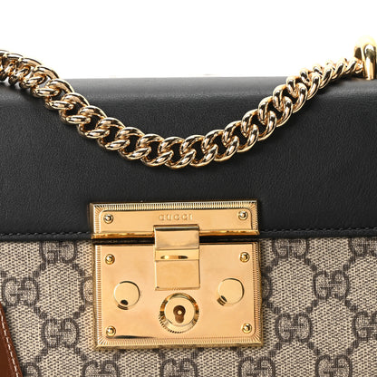 Gucci GG Supreme Monogram Calfskin Small Padlock Shoulder Bag Beige Black Cuir 8 of 11