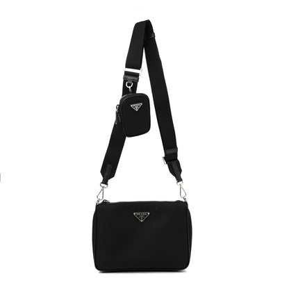 Prada Re-Nylon Saffiano Pocket Zippered Shoulder Bag Black 1 of 8
