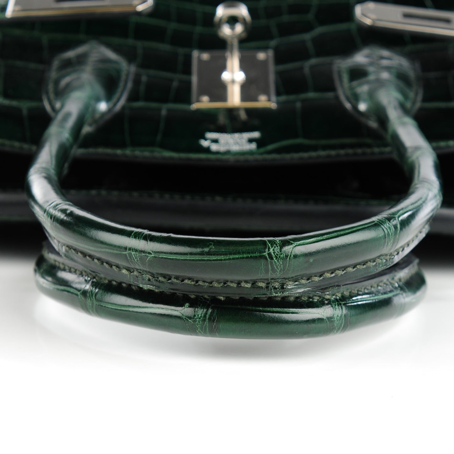Shiny Porosus Crocodile Birkin 30 Vert Fonce