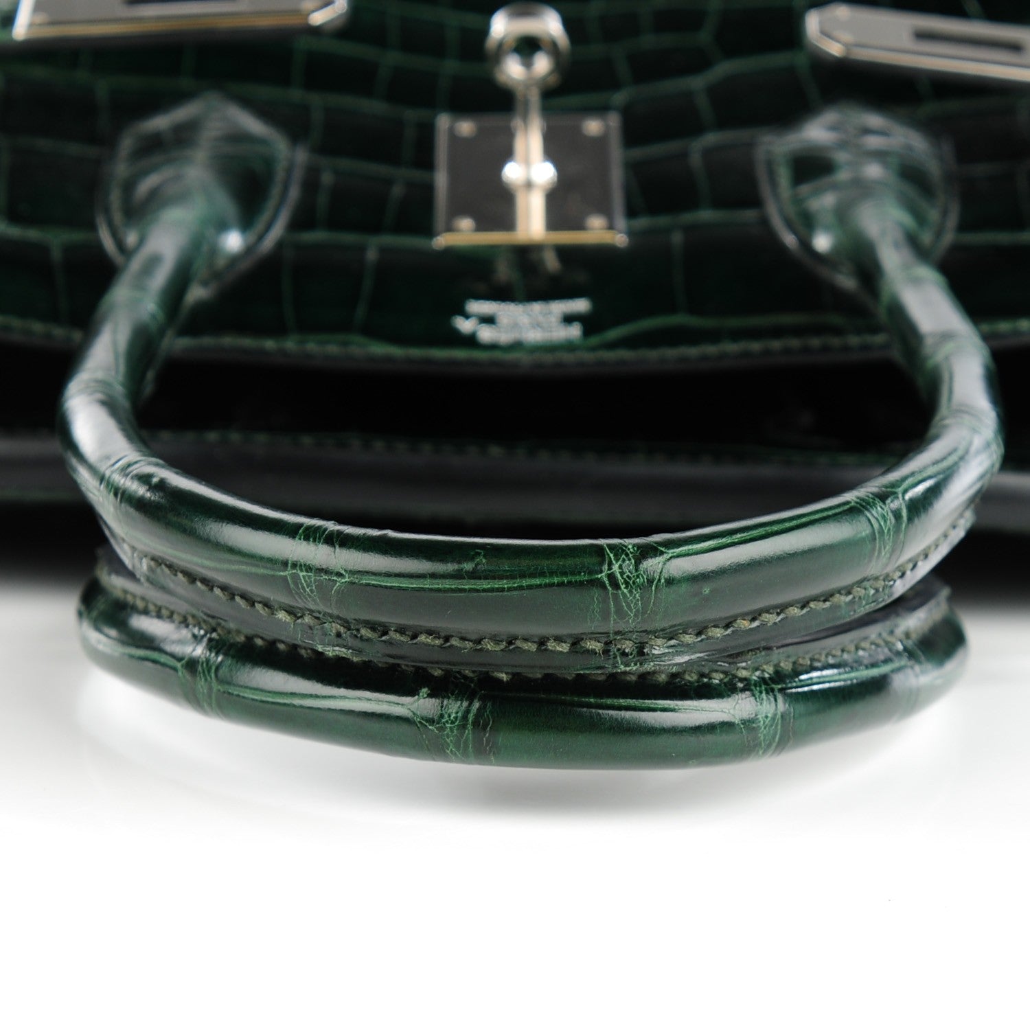 Hermes Shiny Porosus Crocodile Birkin 30 Vert Fonce 12 of 20
