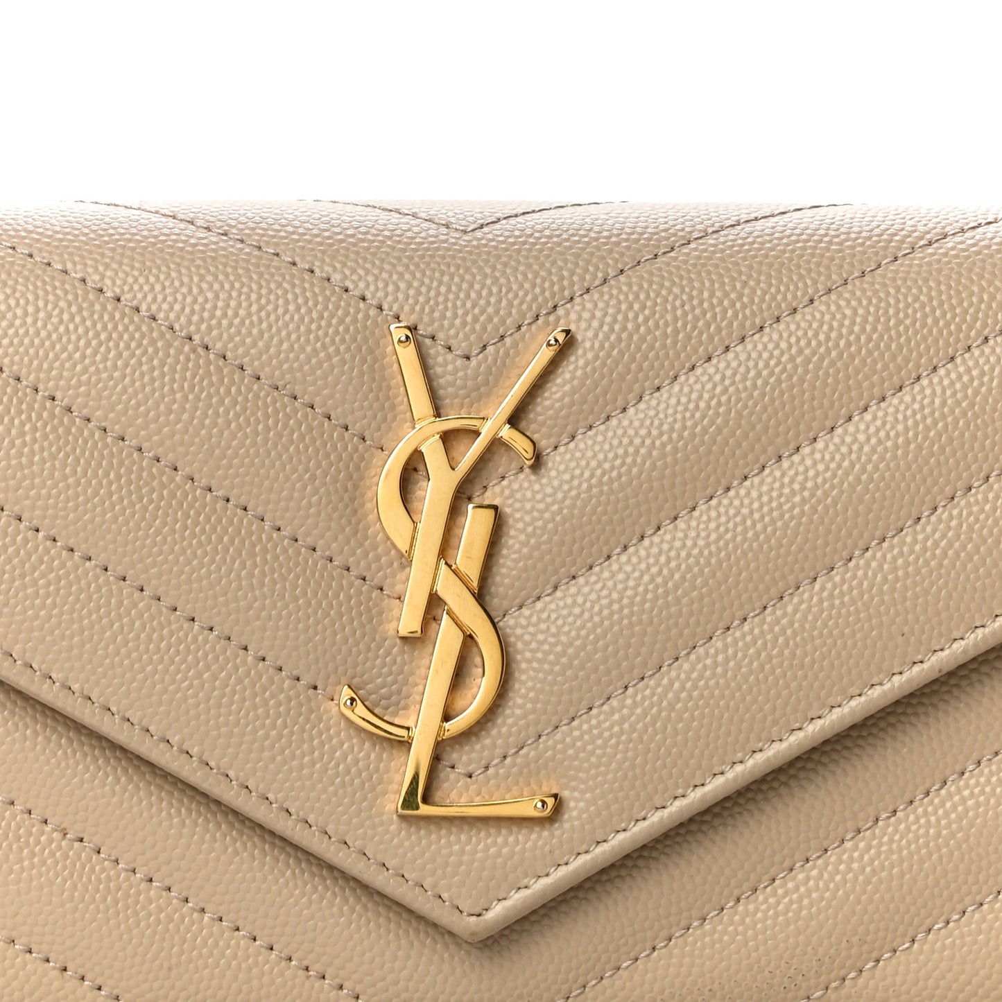 Grain De Poudre Matelasse Chevron Monogram Flap Wallet Taupe