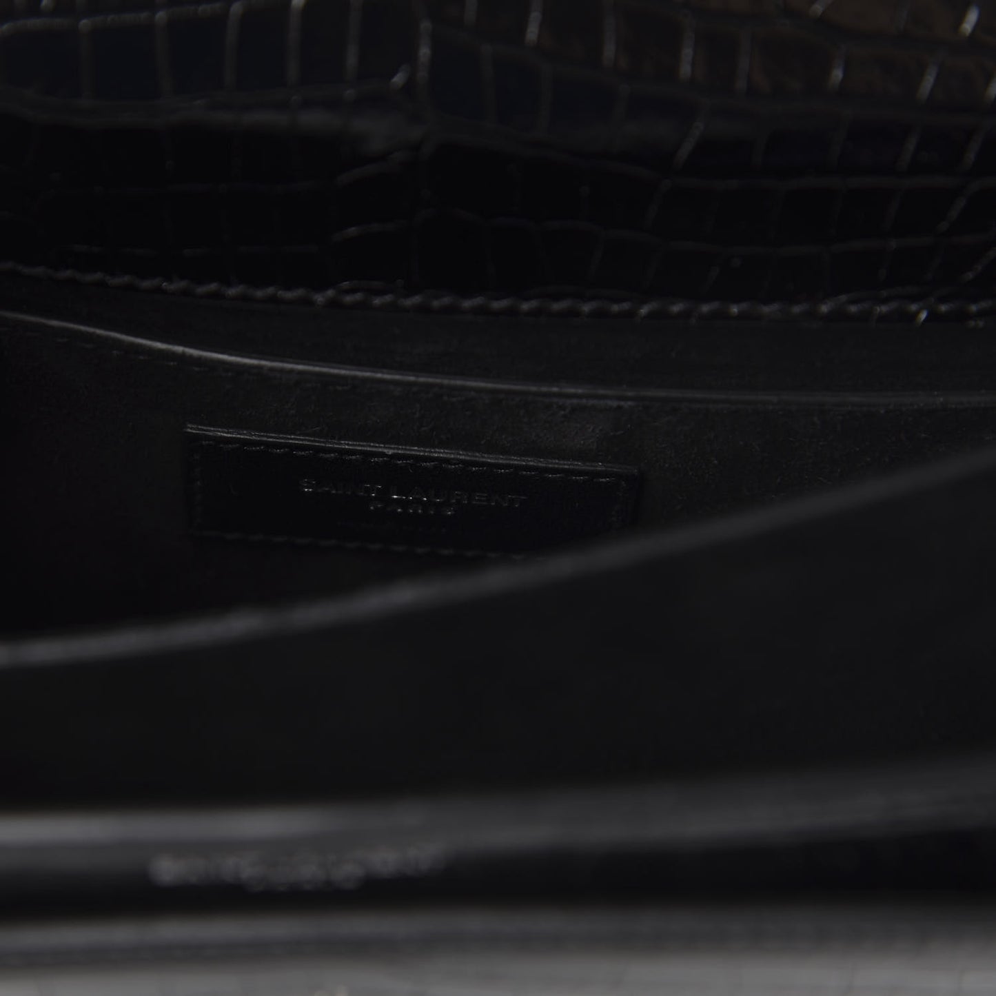 Calfskin Crocodile Embossed Medium Monogram Sunset Black