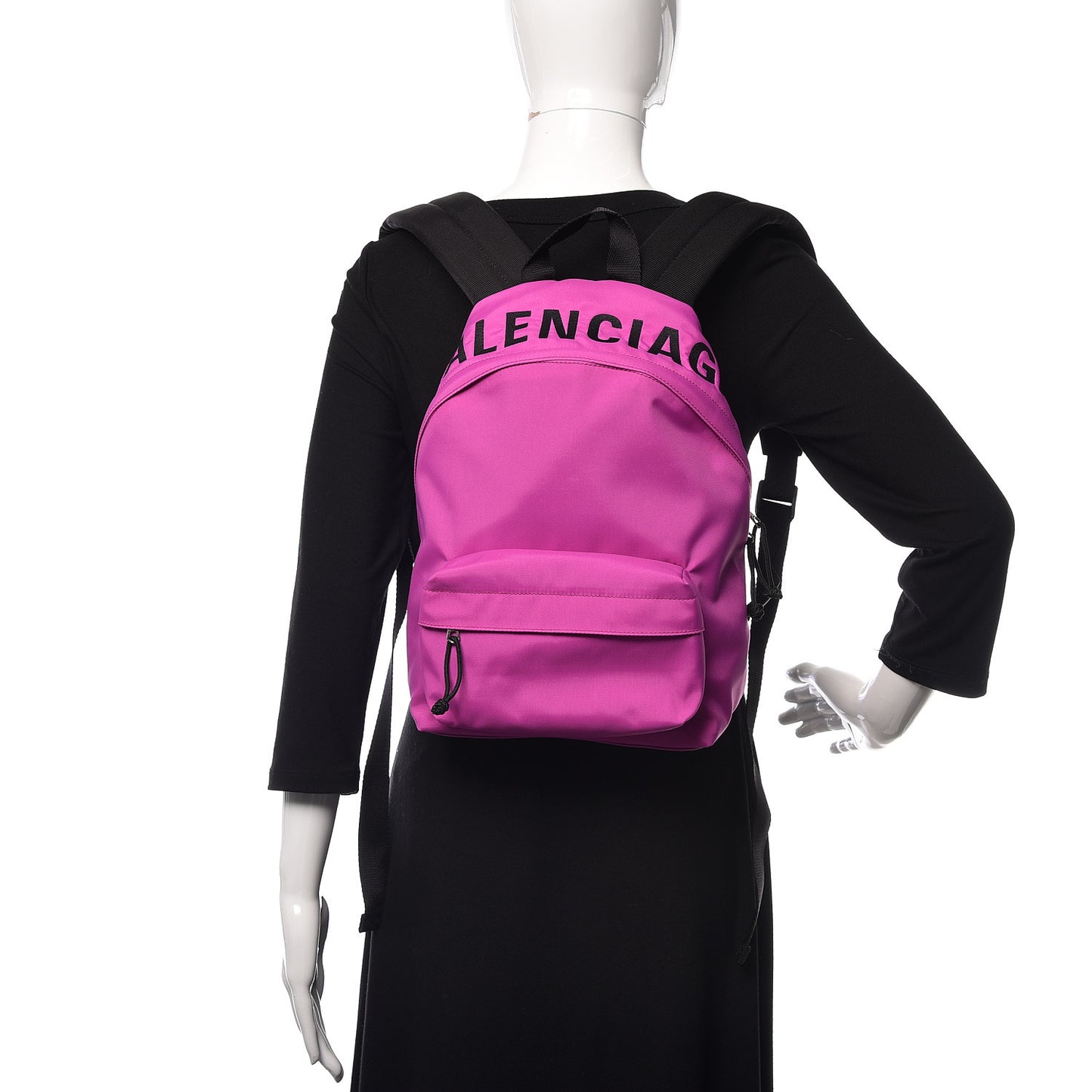 Sport Nylon Logo Embroidered S Wheel Backpack Fuchsia Black