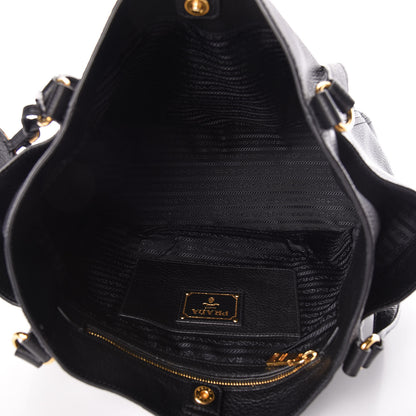 Prada Vitello Daino Side Pocket Tote Black 5 of 12