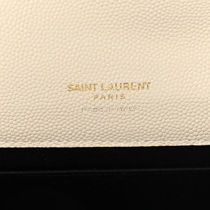 Saint Laurent Grain De Poudre Matelasse Chevron Monogram Envelope Clutch Blanc Vintage 6 of 11