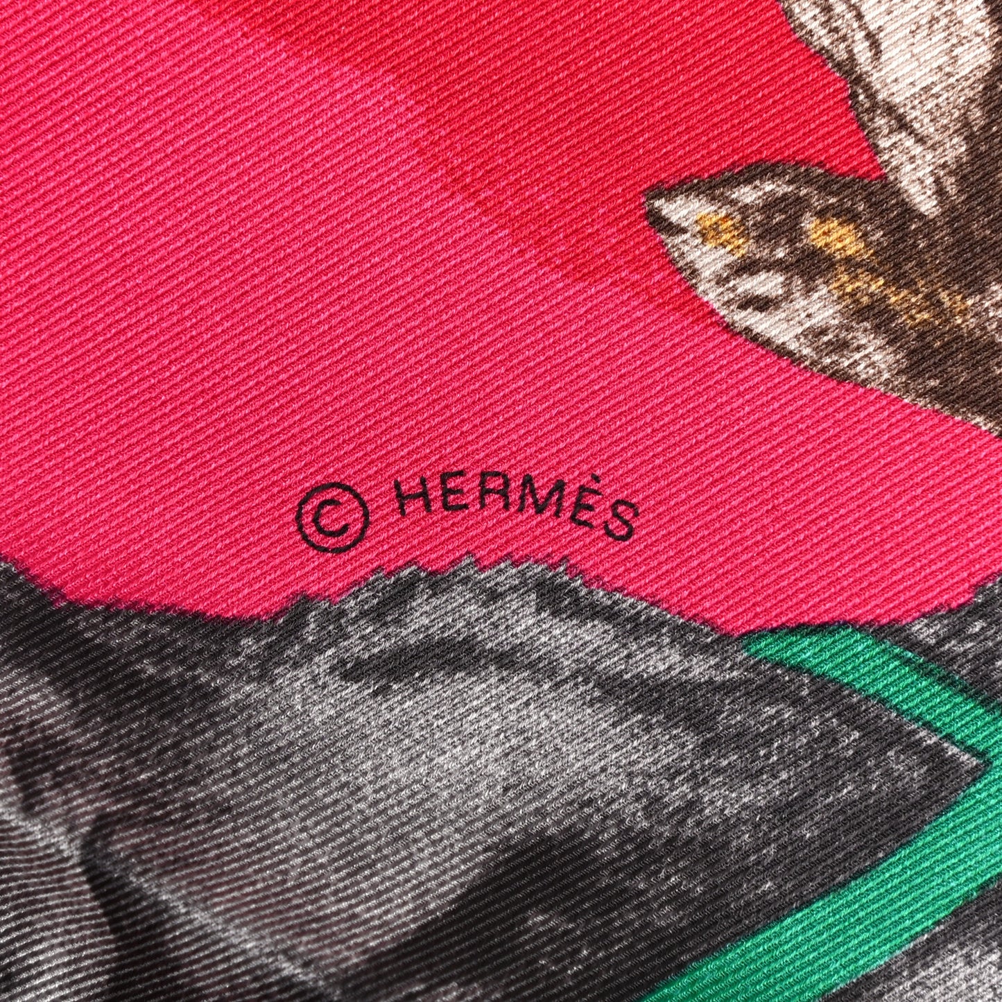 Silk Les Bassets Scarf 70 Fuchsia Etoupe Vert