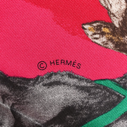 Hermes Silk Les Bassets Scarf 70 Fuchsia Etoupe Vert 4 of 5