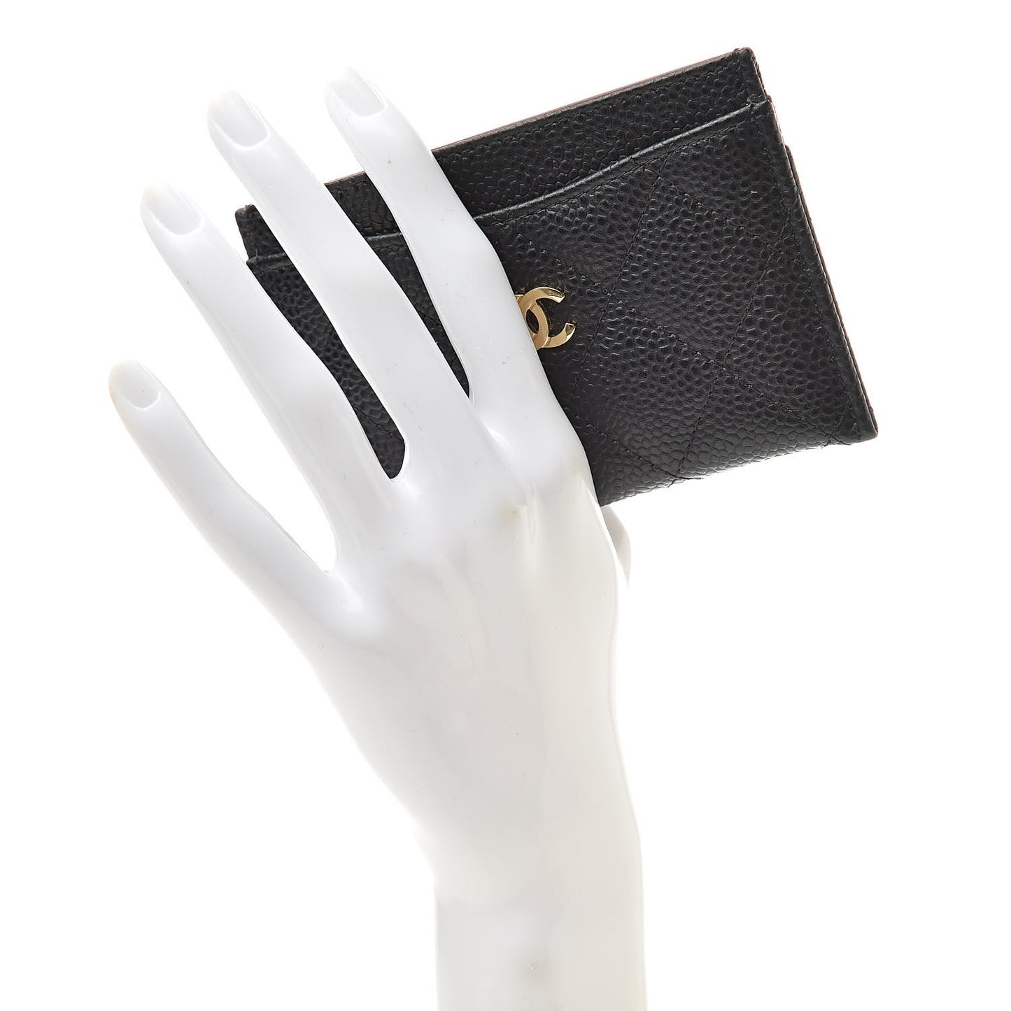 Caviar Quilted Card Holder Black