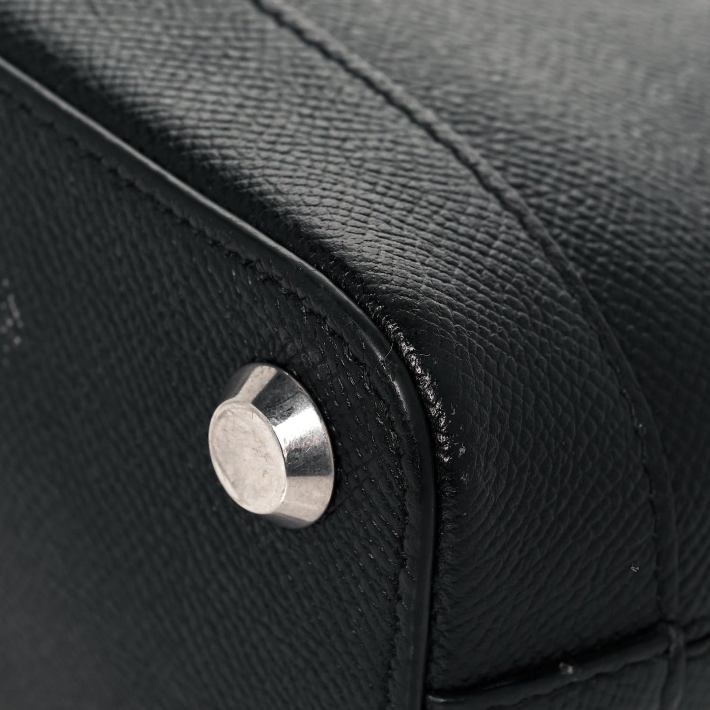 Signature Grained Calfskin Logo XXS Ville Top Handle Bag Black