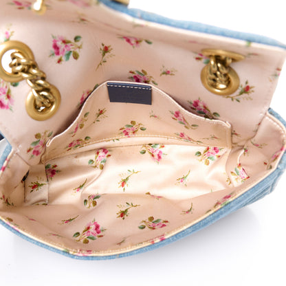 Gucci Denim Matelasse Mini Pearly GG Marmont Shoulder Bag Blue 5 of 10