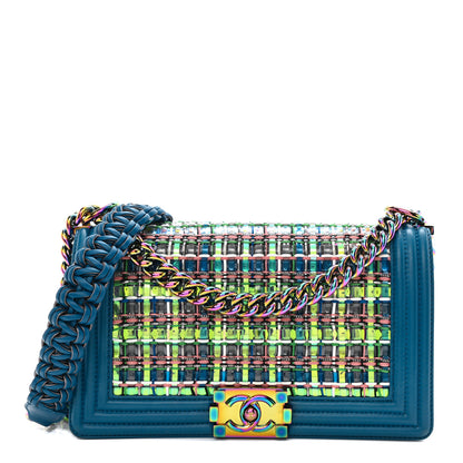 Chanel PVC Thread Woven Medium Boy Flap Dark Blue 1 of 10
