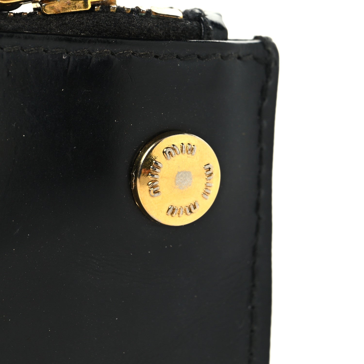 Miu Miu Shiny Calfskin Pouch Key Ring Black 7 of 7