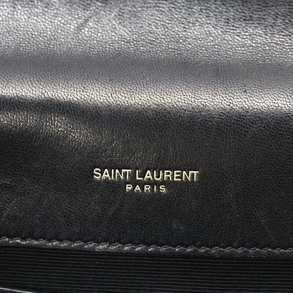 Saint Laurent Lambskin Mixed Matelasse Triquilt Medium Monogram Satchel Black 6 of 10