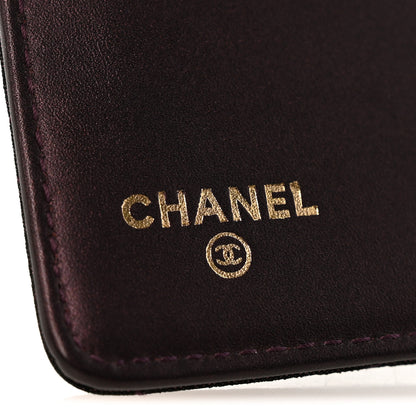 Chanel Iridescent Calfskin Quilted Tartan Button Yen Wallet Burgundy 6 of 12