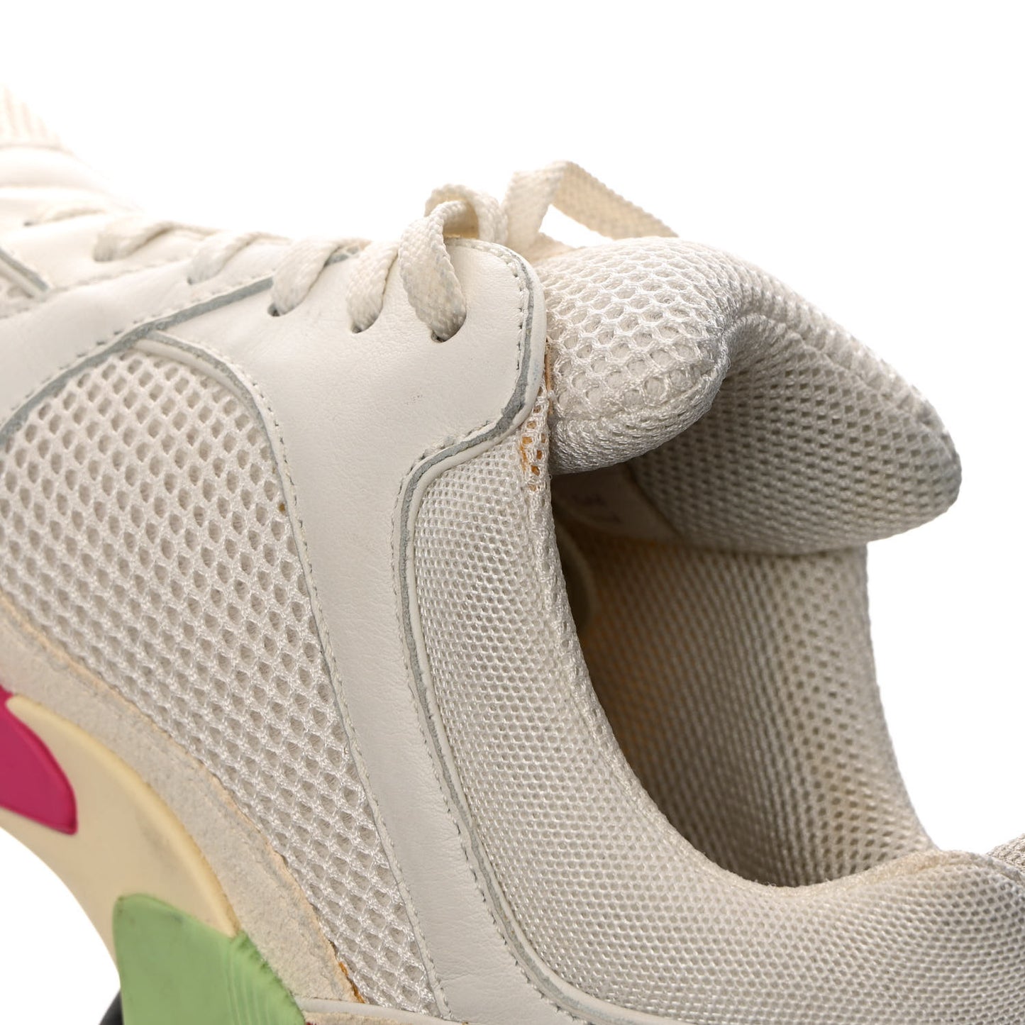 Suede Calfskin CC Sneakers 37 White Pink Green