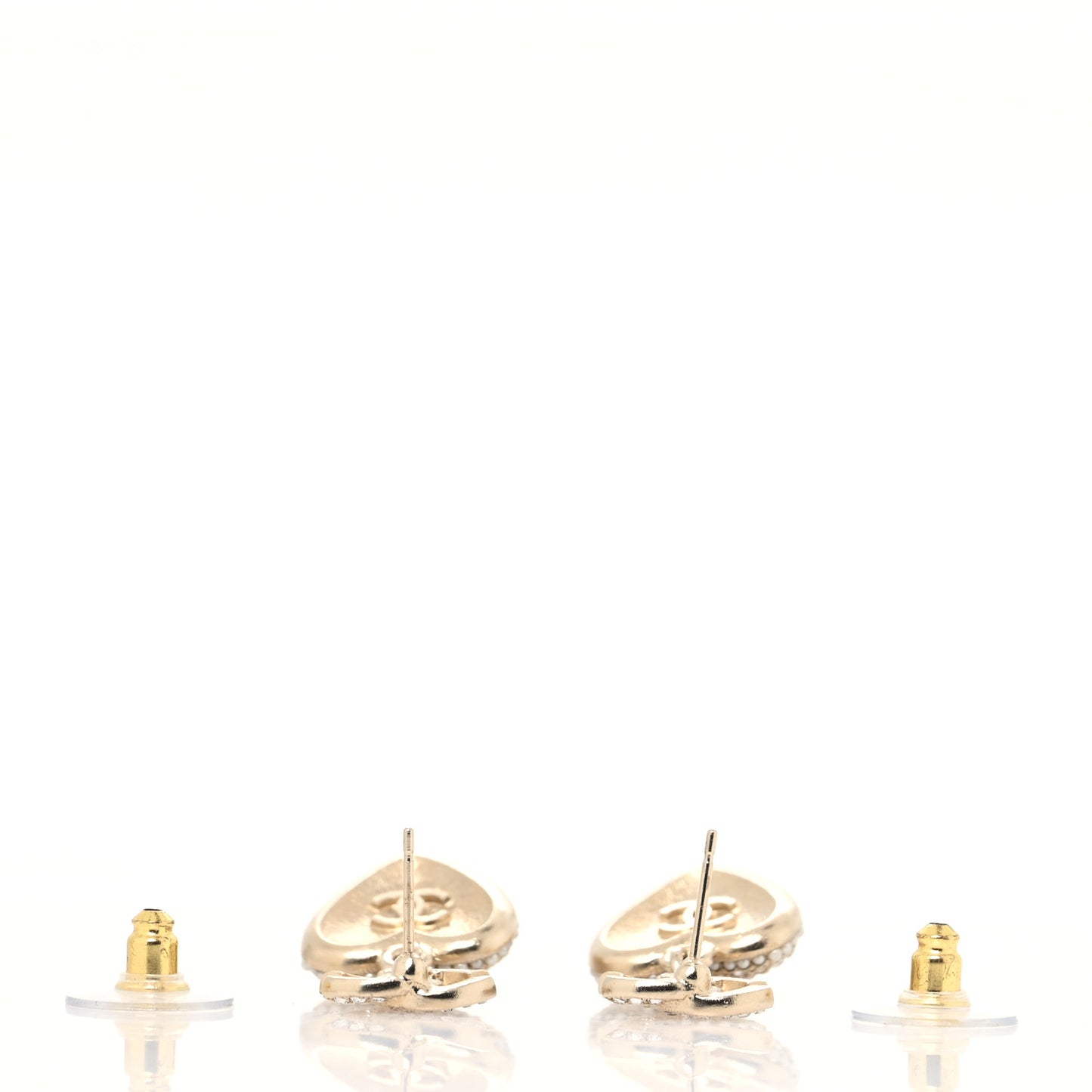 Pearl Crystal CC Heart Drop Earrings Gold White