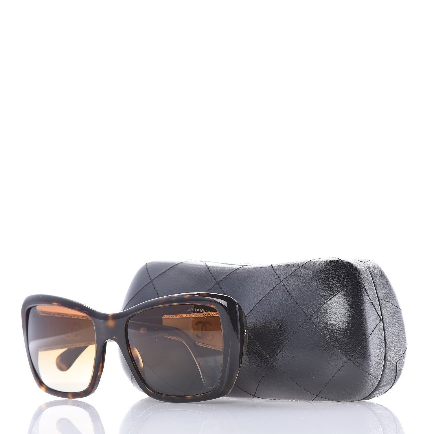 Chanel Crystal Polarized CC Square Sunglasses 5301-B Tortoise Gold 7 of 7