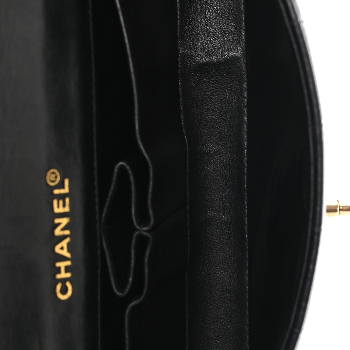 Lambskin East West Chocolate Bar Flap Black