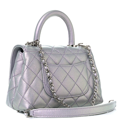 Chanel Iridescent Caviar Quilted Extra Mini Coco Handle Flap Purple 3 of 9