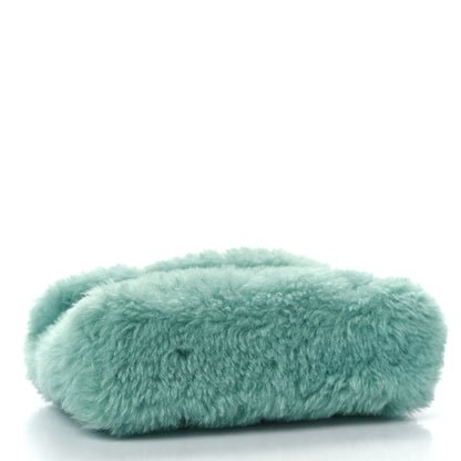 Saint Laurent Shearling Quilted Monogram Loulou Puffer Pouch Clutch Iced Mint 4 of 8