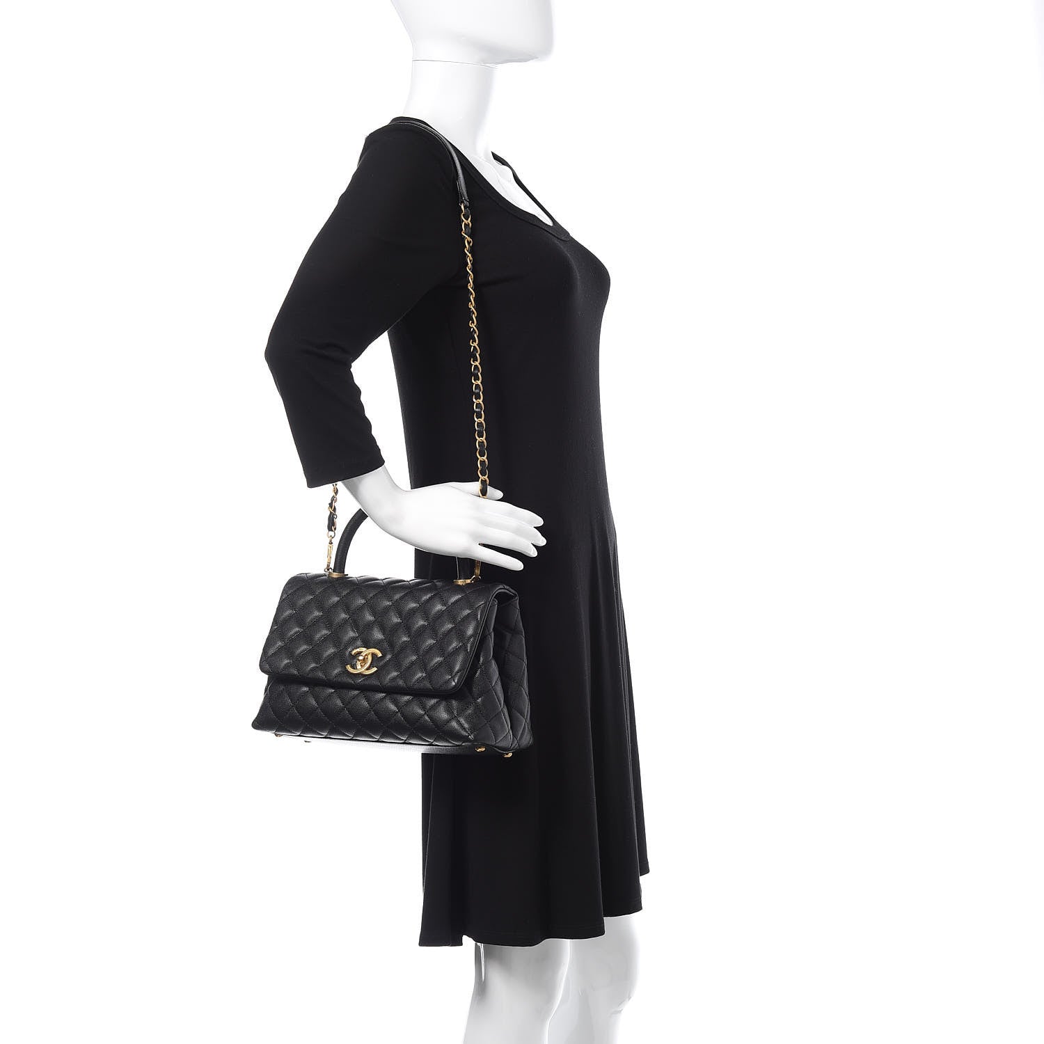 Chanel Caviar Quilted Small Coco Handle Flap Black 2 of 10