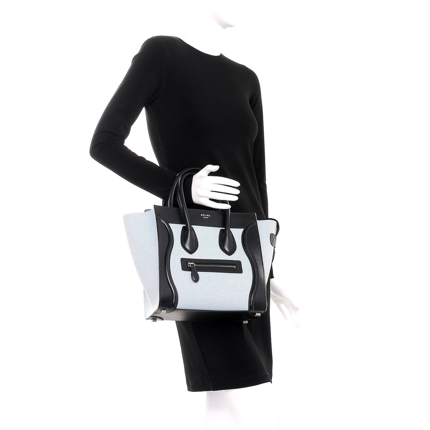 Textile Smooth Calfskin Micro Bi-Color Luggage Blue