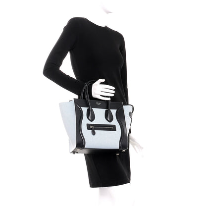 Celine Textile Smooth Calfskin Micro Bi-Color Luggage Blue 2 of 15