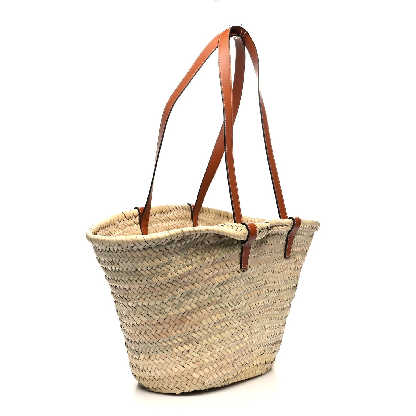 Raffia Calfskin Triomphe Medium Panier Tan