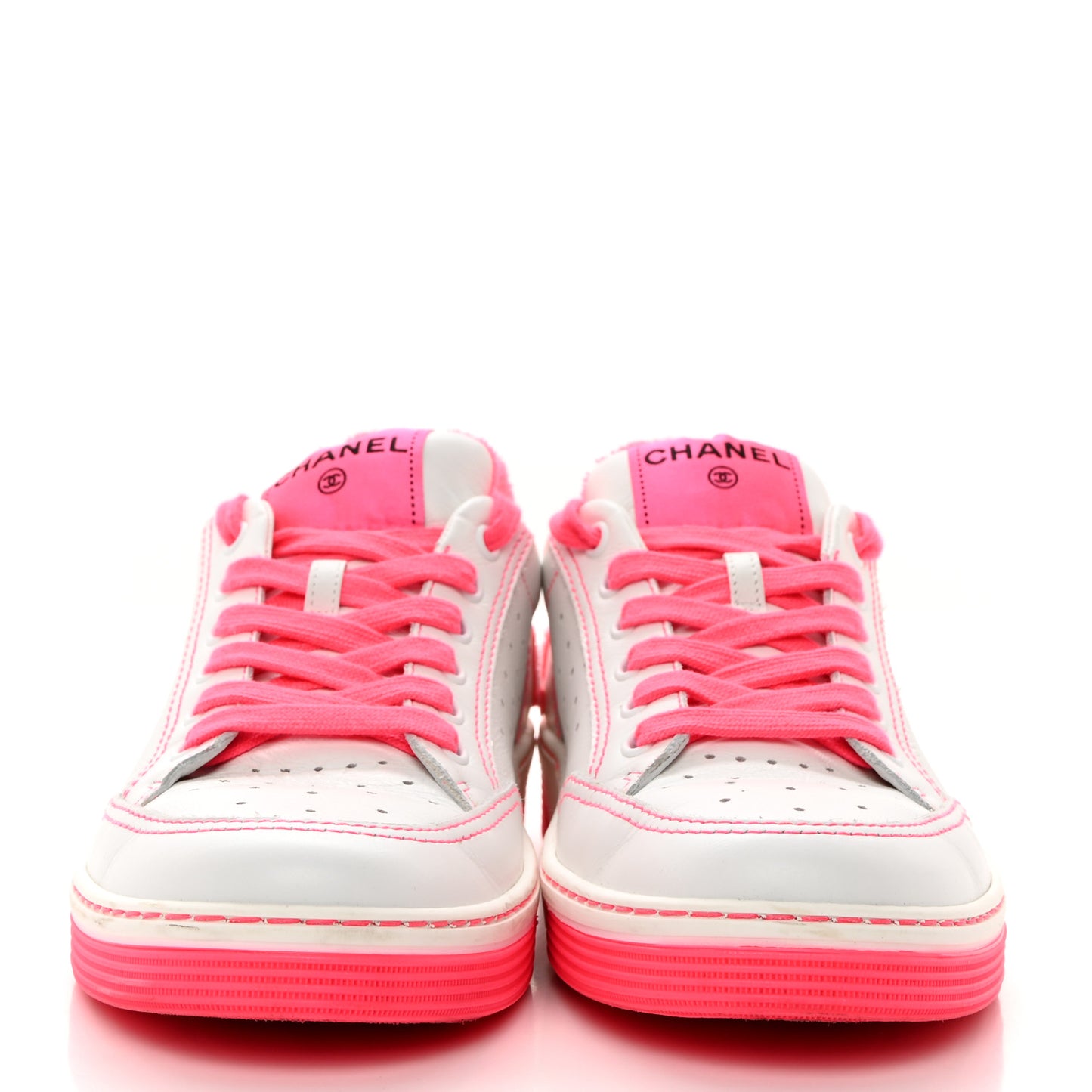Calfskin Womens Logo Sneaker 40.5 Fuchsia White