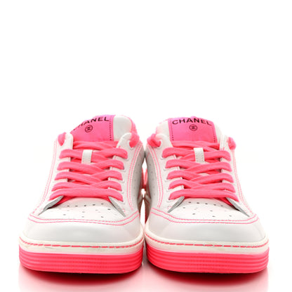 Chanel Calfskin Womens Logo Sneaker 40.5 Fuchsia White 2 of 12